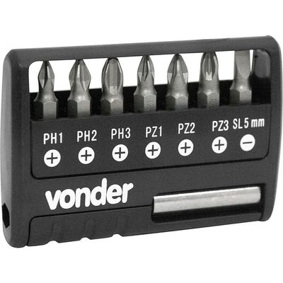 Jogo De Bits-ponteiras Com 9 Pç Encaixe Sextavado 1-4" Vonder