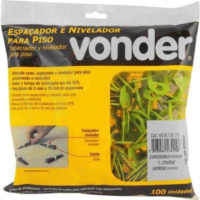 Nivelador Piso Verde 1,00mm Com 100 Peças Vonder