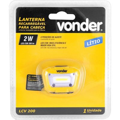 Lanterna Recarregável Para Cabeça Led Cob Lcv 200 Vonder