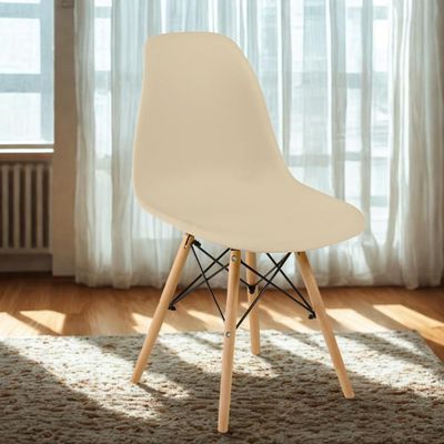 Conjunto 10 Cadeiras Charles Eames Eiffel Wood Base Madeira - Nude