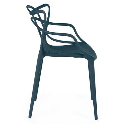 Kit 4 Cadeiras De Jantar Allegra Design Empilhável - Azul Marinho