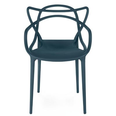 Kit 4 Cadeiras De Jantar Allegra Design Empilhável - Azul Marinho