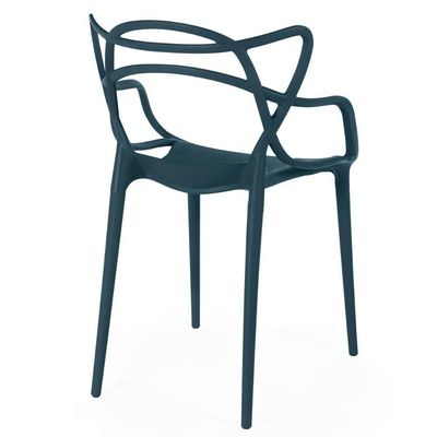 Kit 4 Cadeiras De Jantar Allegra Design Empilhável - Azul Marinho