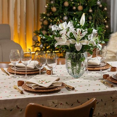 Toalha De Mesa Copa E Cia Unité Azevinho Natural - 8 Lugares Retangular- 180 X 270 Cm
