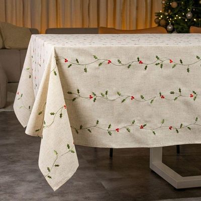 Toalha De Mesa Copa E Cia Unité Azevinho Natural - 8 Lugares Retangular- 180 X 270 Cm