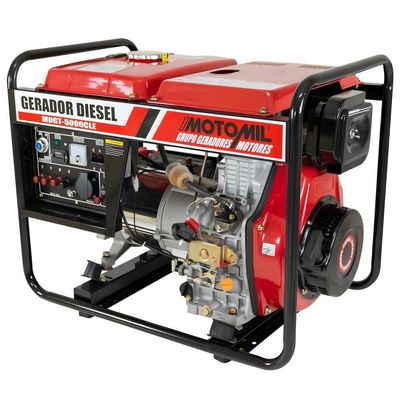 Gerador Diesel 5 Kva Trifásico 220-380v Mdgt-5000cle Motomil 10hp 12,5l Avr Partida Elétrica Manual