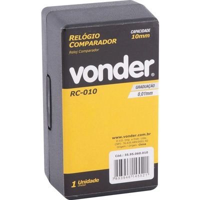 Relógio Comparador 10mm 0,01mm Analógico Rc010 - Vonder