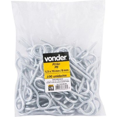 Pitão 5,5x70mm Zincado P-8 Com 100 Peças - Vonder
