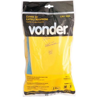 Luva Latéx Neoprene M Amarelo-azul Ca34449 Vonder