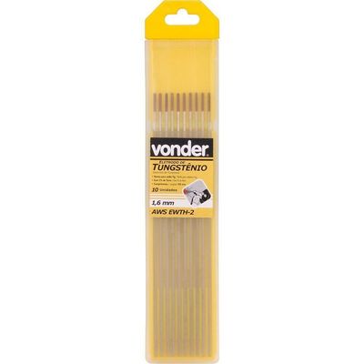 Eletrodo Tungstênio 1,6mm Vermelho Com Tório Com 10 Pç Vonder