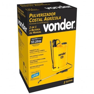 Pulverizador Costal 2 Em 1 Manual-bateria Lítio 18l Vonder