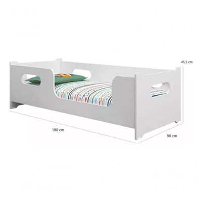 Cama Solteiro Montessoriana 100% Mdf + Colchão Solteiro 188x88 Toraflex - Branca