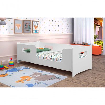 Cama Solteiro Montessoriana 100% Mdf + Colchão Solteiro 188x88 Toraflex - Branca