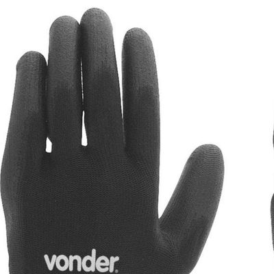 Luva Poliéster Helanca Xg Preto Palma Pu Ca30909 - Vonder