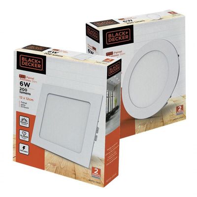 Painel Led Slim Embutir 24w 6500k Redondo Black + Decker