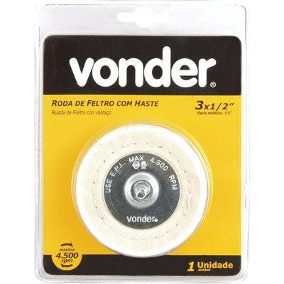 Roda De Feltro-pano 3x1-2" Haste 1-4" Para Polimento Vonder