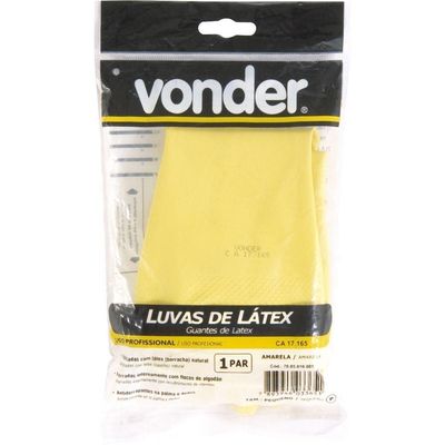 Luva Látex Xg Amarela Com Forro Ca17165 Vonder