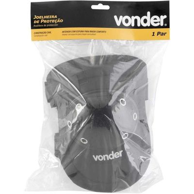 Joelheira De Proteção Com Velcro Preta Vonder