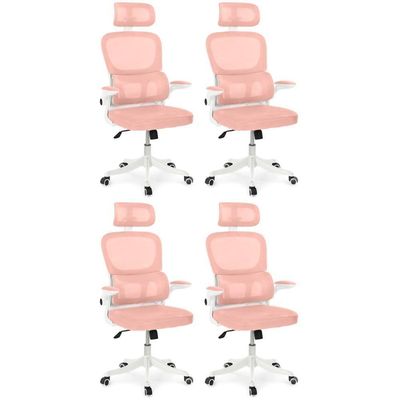 Kit 4 Cadeiras De Escritório Executiva Viena Com Regulagem De Altura - Rosa