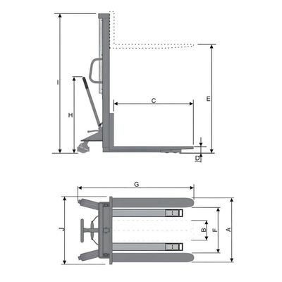 Empilhadeira Manual 1,0t 690x1150mm 1,6m Emp1016 Bovenau