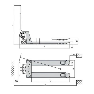Paleteira Carro Hidráulico 2000kg 685x1150 Mm Roda Duplo Nylon Tp2300 Bovenau