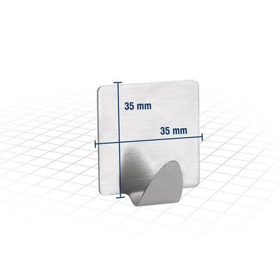 Gancho Adesivo Quadrado Em Inox Com 2 Peças - Vonder
