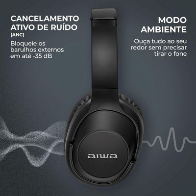 Fone De Ouvido Headphone Aiwa HP-05 Hi-Fi ANC NFC BT APP Bivolt
