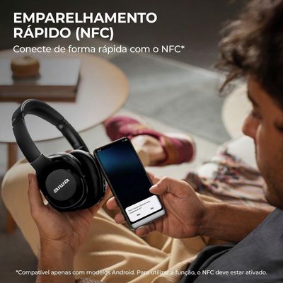 Fone De Ouvido Headphone Aiwa HP-05 Hi-Fi ANC NFC BT APP Bivolt
