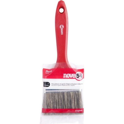 Pincel 3 Cerda Gris Cabo Plástico Para Tintas Latéx E Acríl