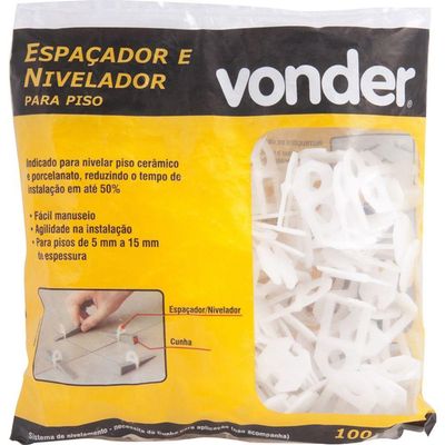 Nivelador Para Piso 3,0mm Com 100 Peças Em Polipropileno Vonder