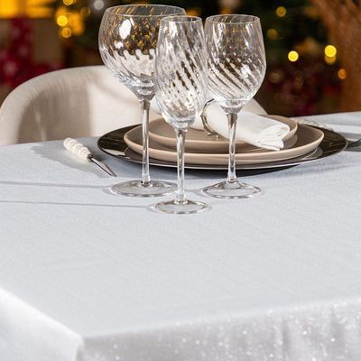 Toalha De Mesa Copa E Cia Versatile Leah Silver - 8 Lugares Quadrada