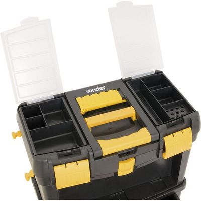 Caixa Plástica Para Ferramentas Baú 460x260x620mm Com Rodas