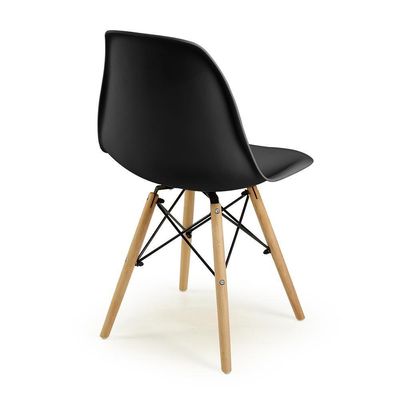 Conjunto 20 Cadeiras Charles Eames Eiffel Wood Base Madeira - Preta