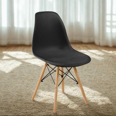 Conjunto 20 Cadeiras Charles Eames Eiffel Wood Base Madeira - Preta