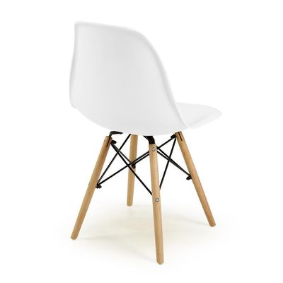Conjunto 18 Cadeiras Charles Eames Eiffel Wood Base Madeira - Branca