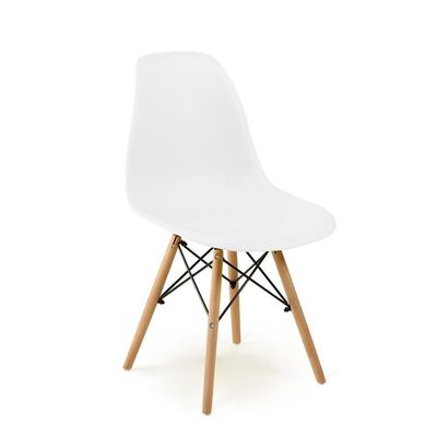 Conjunto 18 Cadeiras Charles Eames Eiffel Wood Base Madeira - Branca