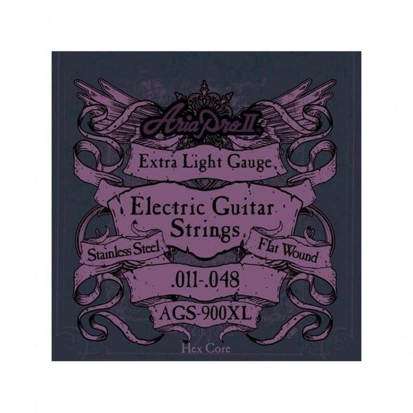 Encordoamento Para Guitarra Flat Wound .011 Ags900xl Aria