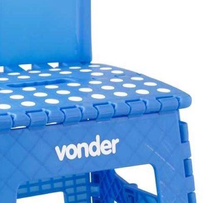 Banqueta Plástica Dobrável Azul 220mm Com Encosto Vonder