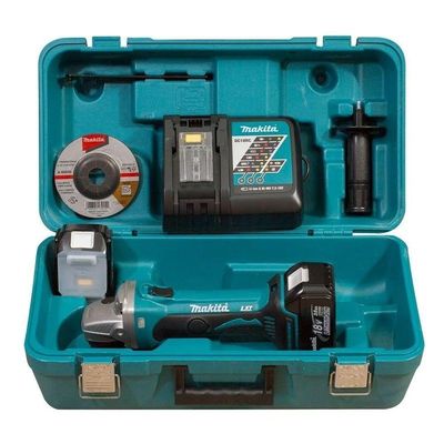 Esmerilhadeira Angular 115mm 4-1-2'' 11000 Rpm Com Bateria Carregador E Maleta Dga452rfe Makita