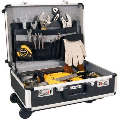 Maleta Para Ferramentas 455x330x155mm Preta Com Puxador E Ro