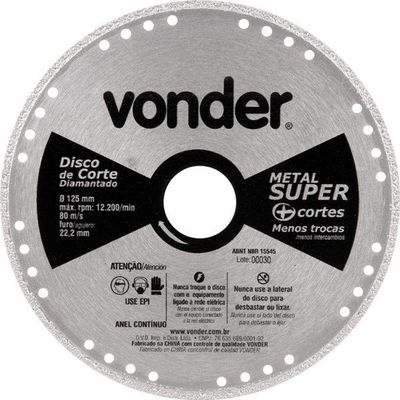 Disco Corte 125mm Diamantado Contínuo Metal Super - Vonder
