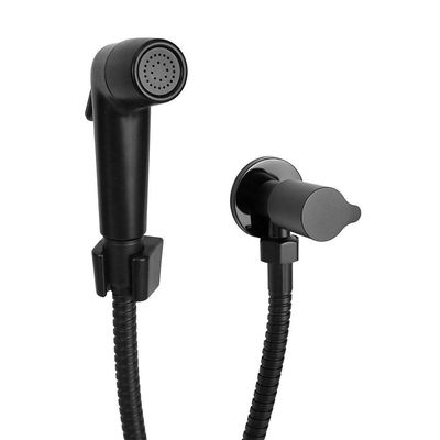 Ducha Higiênica Banheiro Chuveirinho Com Regulador Jato Preto Fosco Grafite Black 1/4 De Volta