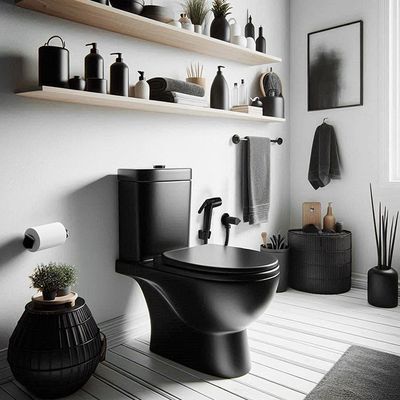 Ducha Higiênica Banheiro Chuveirinho Com Regulador Jato Preto Fosco Grafite Black 1/4 De Volta
