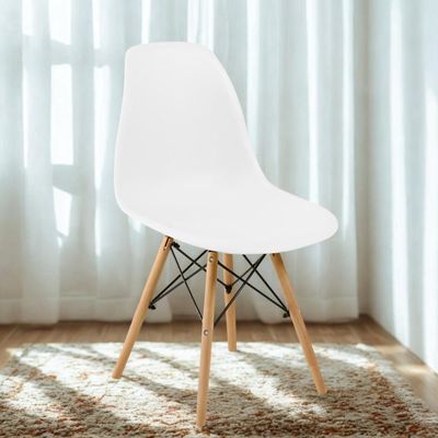 Conjunto 20 Cadeiras Charles Eames Eiffel Wood Base Madeira - Branca