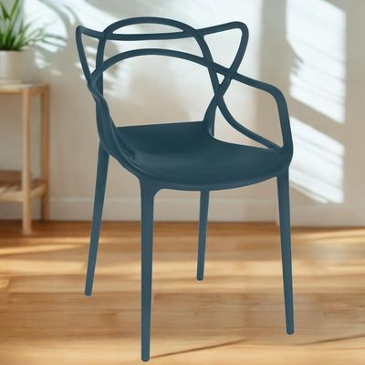 Kit 6 Cadeiras De Jantar Allegra Design Empilhável - Azul Marinho