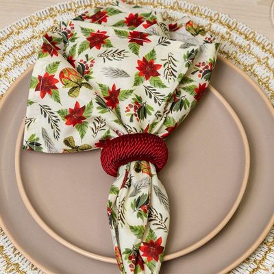 Guardanapo Copa E Cia 4 Peças Home 45x45cm Natal Flor De Natal