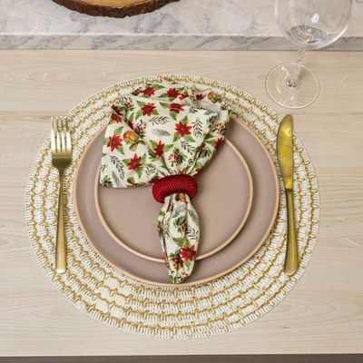 Guardanapo Copa E Cia 4 Peças Home 45x45cm Natal Flor De Natal
