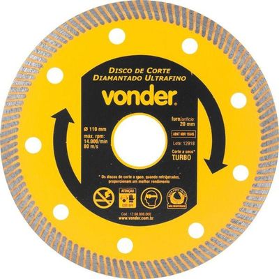 Disco De Corte Diam. 110mm Para Porcelanato Ultrafino Vonder