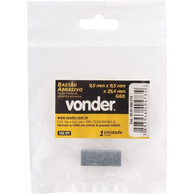 Bastão Abrasivo 9,5x9,5x25,4mm G60 Para Microrretífica Vonder