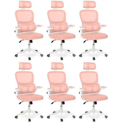 Kit 6 Cadeiras De Escritório Executiva Viena Com Regulagem De Altura - Rosa